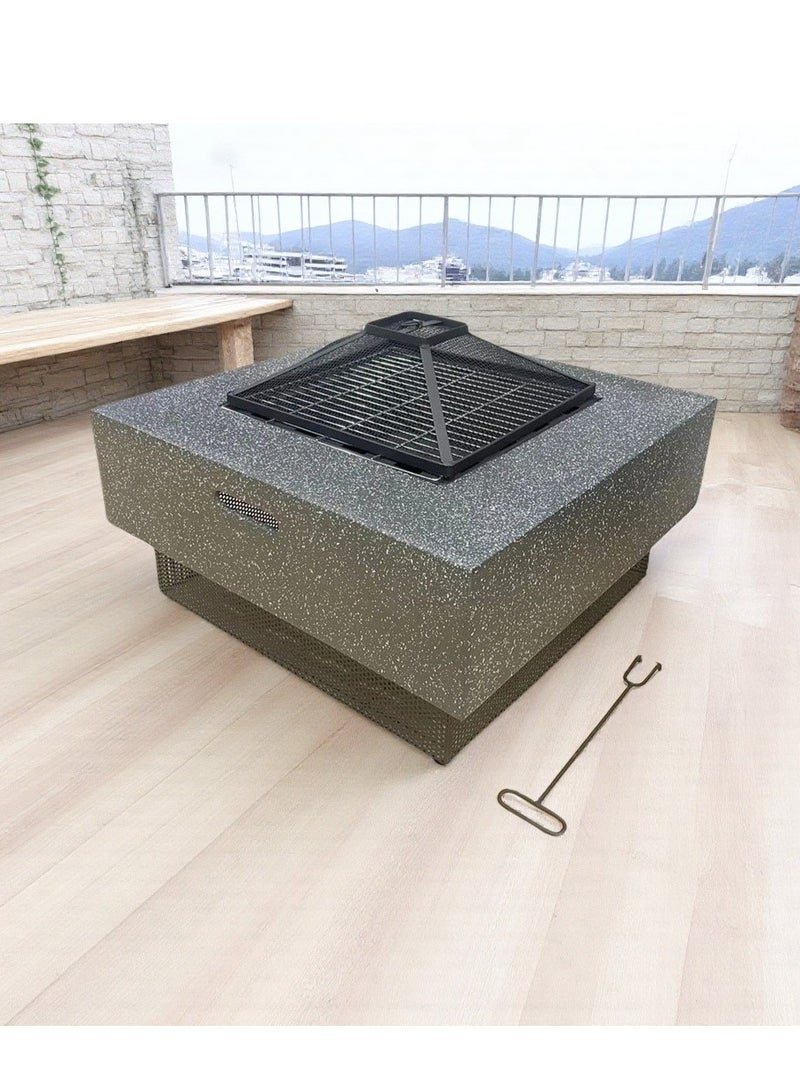 البوادي المحمولة في الهواء الطلق النار حفرة شواء لهب شواء حديقة موقد مربع الشكل - Image 1